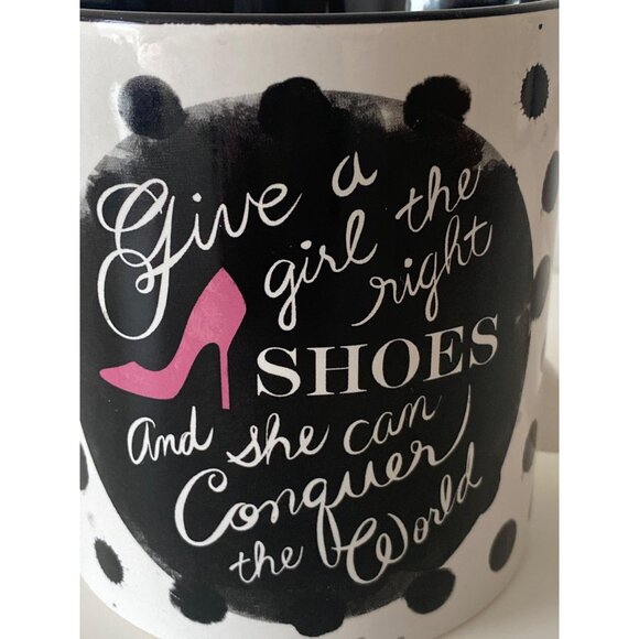 Marilyn Monroe Polka Dot Mug Give A Girl The Right Shoes Pink & Black 20 ounce - Picture 2 of 9